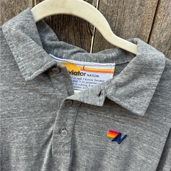 Aviator nation Gray Polo Shirt size L - Picture 2 of 2